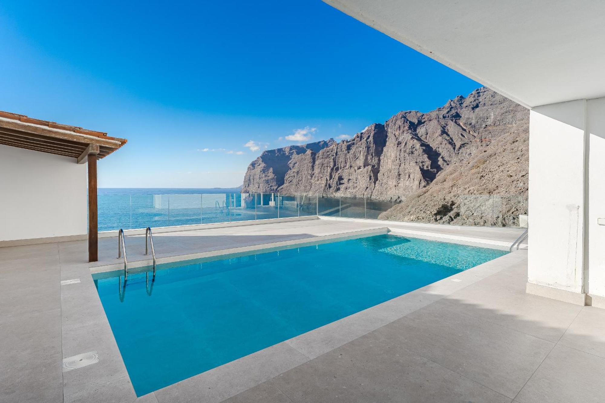 Blue Haven - Ocean View Penthouse With Jacuzzi And Pool Lägenhet Acantilado de los Gigantes Exteriör bild